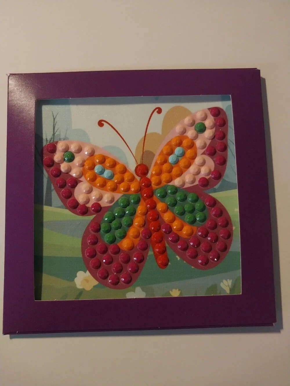Purple Framed Colorful Butterfly Wall Art